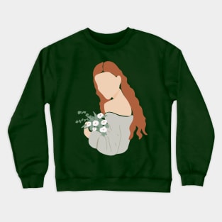 Lady Ginger Hair Flowers Crewneck Sweatshirt